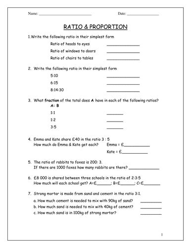 7th grade ratio worksheet pdf